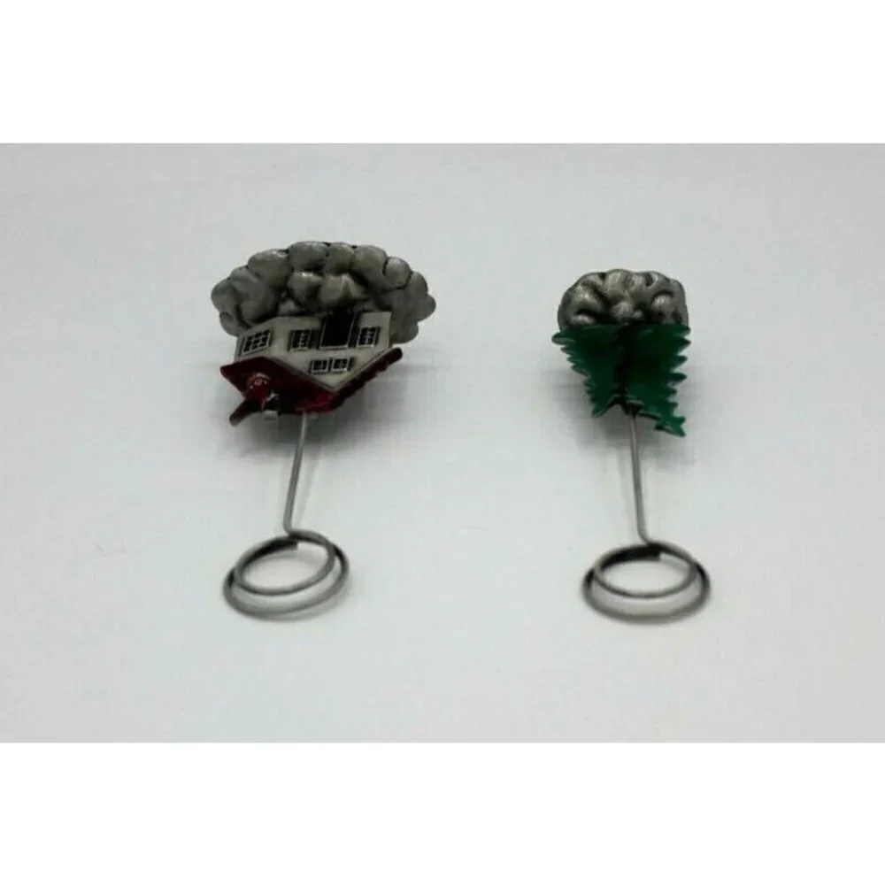 Christmas Place Card Holder Lot 2 Photo Tree House Cardinal Red Silver Tone